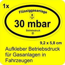 Betriebsdruckaufkleber 30 mbar